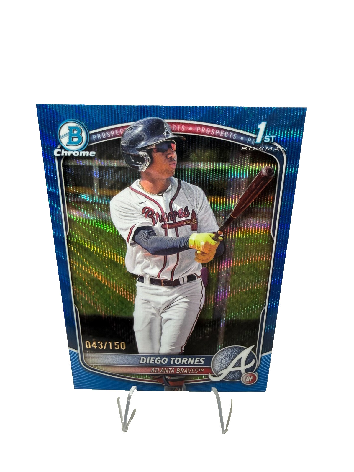 Diego Tornes 2025 Bowman Chrome 1st Blue Wave Refractor /150 #BCP-214 Braves