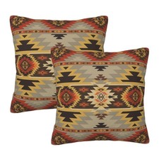 Aztec Geometric Native Throw Pillow Covers 18 X 18 Inch Set of 2 Pillow Cases...