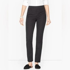 Talbots Chatham Ankle Pants Black White Dot Slim Leg Size 10