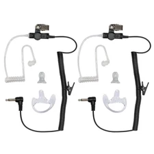 3.5mm Receiver/Listen Only Surveillance Headset with Clear Coil Tube for Two ...