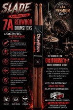 SLADE GB-08 7A REDWOOD DRUMSTICKS PREMIUM PROFESSIONAL DRUM KIT SNARE PAIR