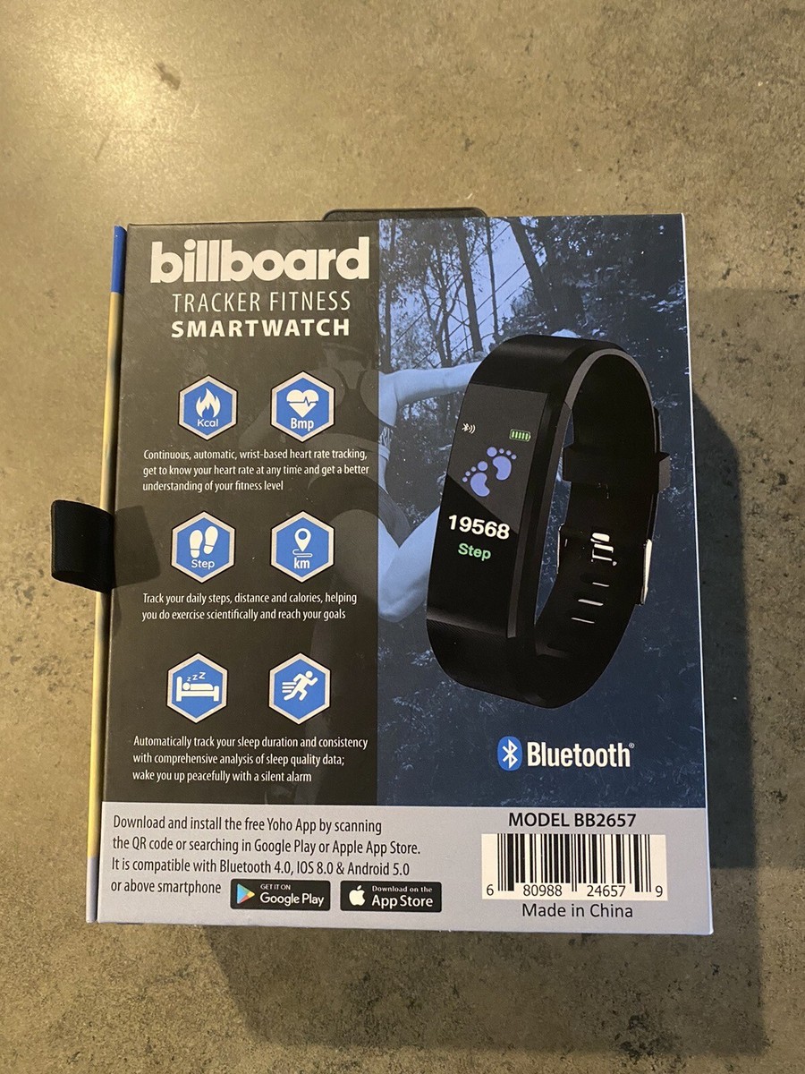 Billboard Tracker Fitness Smartwatch: Tracks Steps/Kcal/Bmp 