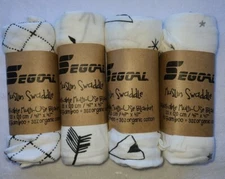 Segoal Baby Muslin Swaddle Breathable Multi-Use Bamboo-Cotton Blankets 4-Pack