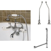 Tub Wall Faucet With Drain And Supply With Porcelain Lever Handles Tub Wall Faucet With Drain And Supply With Porcelain Lever Handles
