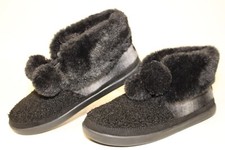 TOMS Black Cozy Celeste Slippers NEW Womens Size 6 Bootie Pom Pom Shoes 10016814