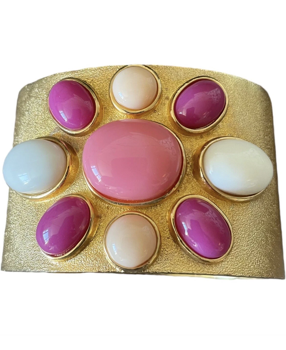 OFF WHITE Bracciale Morsetto Cabochon Made In Italy Sfumature Di Rosa & Bianco