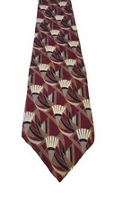 Gianfranco Ruffini Luxury 100% Italian Silk Red Geometric Mens Tie Made In USA