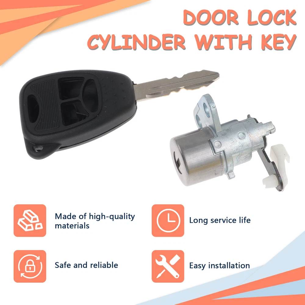 Tumbler Door Lock Cylinder with Key Fit for Dodge Jeep Chrysler 2005-2020