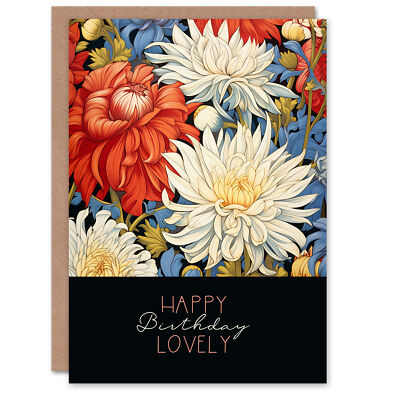 Happy Birthday schöne Grußkarte Chrysantheme Blumenmuster für Sie