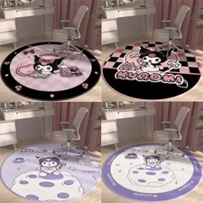 Sweet Cartoon Kuromi Rugs Round Area Fluffy Floor Mat Bedroom Anti-skid Carpet