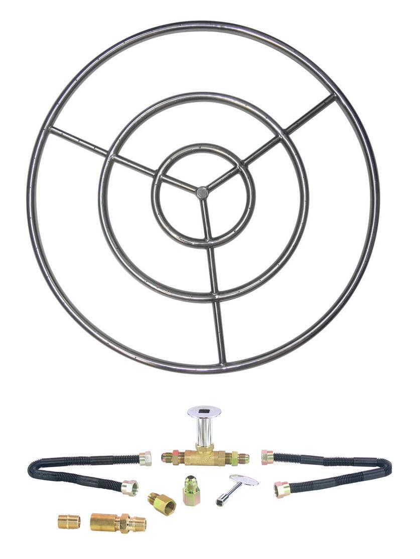 Dreffco Stainless Steel Gas Fire Pit Burner Ring w/ Deluxe Connection Kit  NG- LP | eBay
