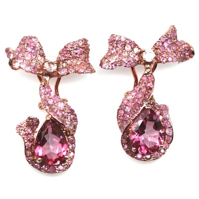 925 Sterlingsilber 9 x 12 Mm. Pink Mystic Topas & Rosa Saphir Ohrringe