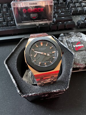 Casioak G-Shock GMAS-2100AER Modified With Black-RoseGold Stainless Steel Strap!