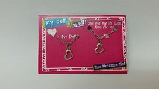 Girl's Set of Two Silver Heart Necklaces For My Doll N Me