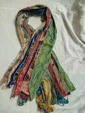 recycled Silk saree scarve wrap Boho Reversible dupatta 1 pcs.