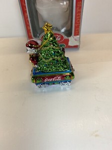 Coca Cola Trim-a-Tree Chrome Plated Porcelain Ornament Christmas Mrs. Claus