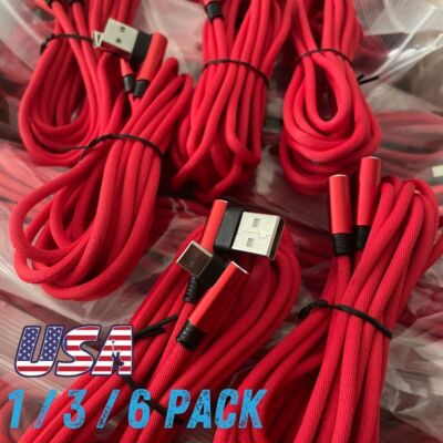 90 Degree Fast Charge USB-A to USB-C Cable Type C Charger Quick Charging Cord