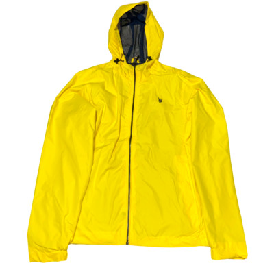 US Assn. Polo Men's Wind Resistant Rain Jacket Long Sleeve Yellow Size Medium