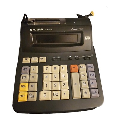 Sharp EL-1192BL 2 Color Desktop Calculator Adding Machine 12 Digit LCD Display