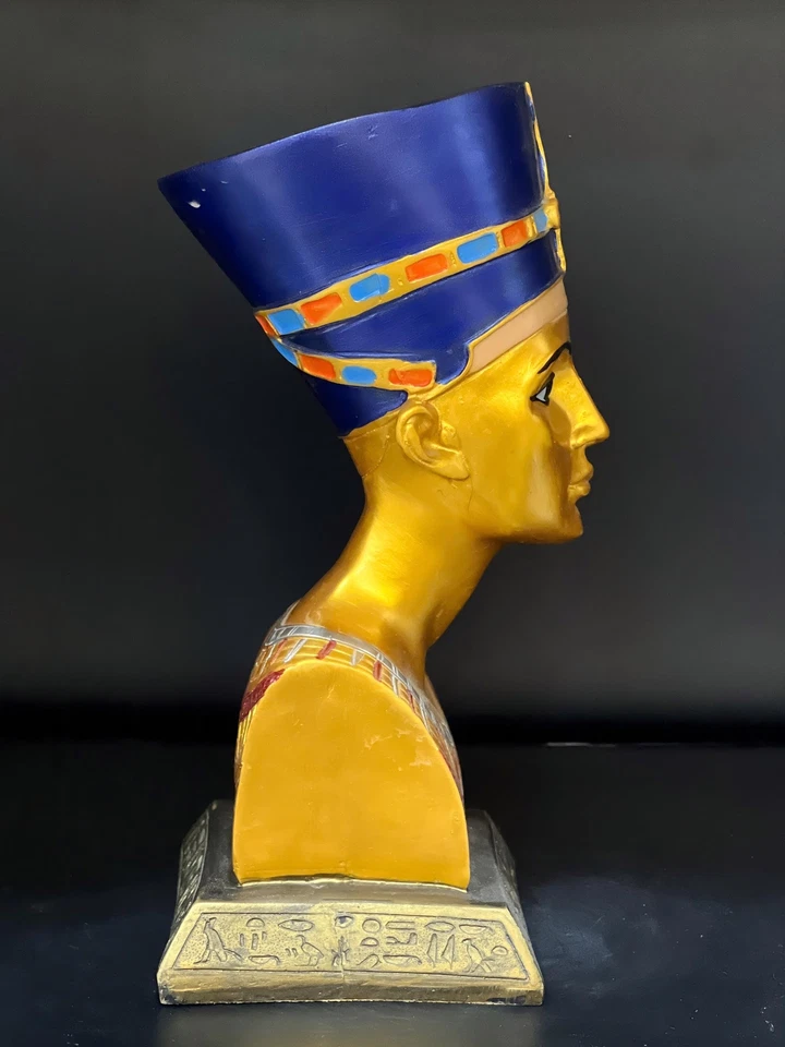 Уникальный большой бюст царицы Нефертити, египетское искусство золото и черный ручная роспись искусство - Изображение 4 из 4