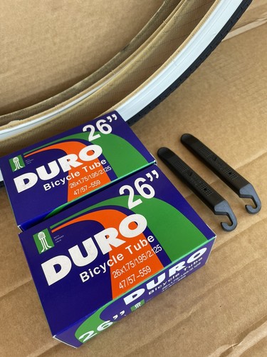 26" x 1.75 Bicycle White Wall Tires and Tubes Set DURO Brick Thread Comfort Bike - Picture 7 of 7