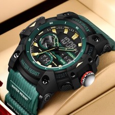 Mens Sports Watch Big Dial Quartz Digital Analog Luminous Waterproof Wristwatch