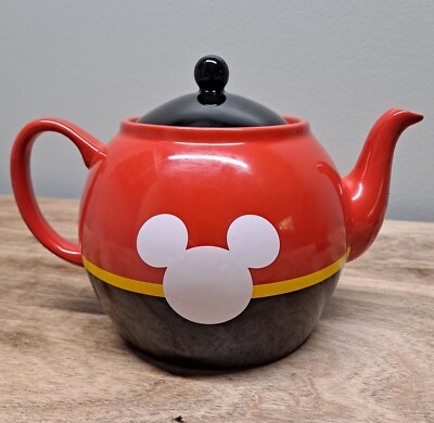 Disney Mickey Mouse Icon Ceramic 48oz Teapot/10oz Teacup Set Red