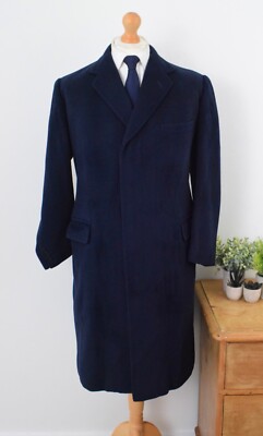 Henry Poole & Co Bespoke 1957 Navy Wool Topcoat Size 40R/50R Large 40S/50S Coat