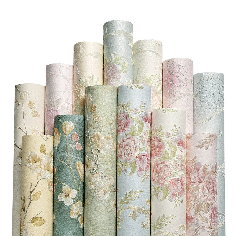 3D Embossed Self Adhesive Wallpaper Sticker Roll Retro Floral Living Room Decor