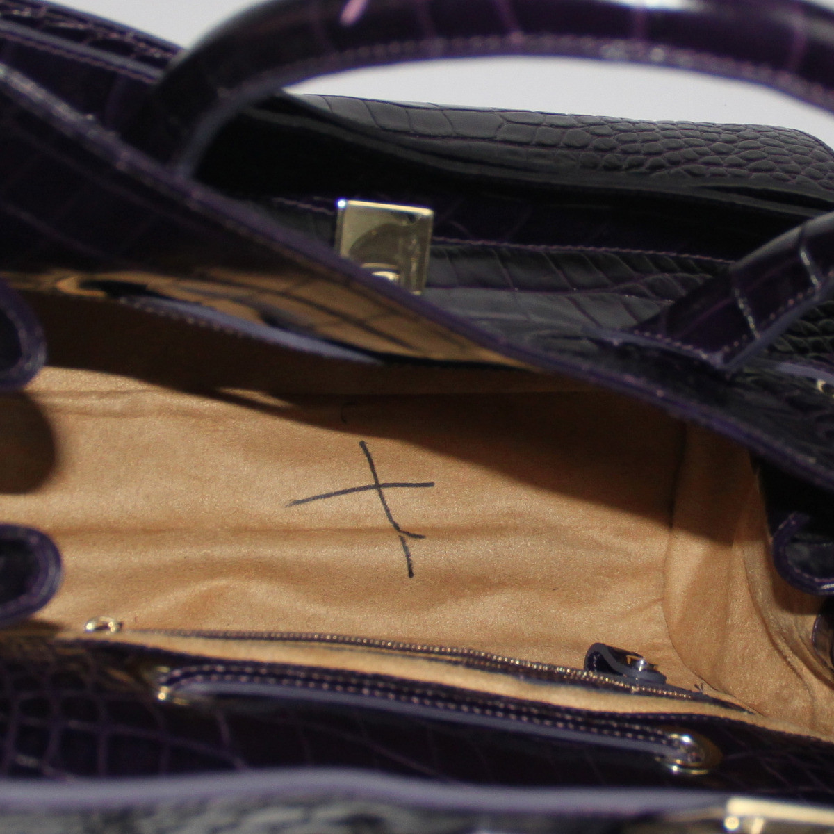 JIMMY CHOO Purple Croc Stamped Leather Rosalie Satchel JIMMY CHOO Purple Croc Stamped Leather Rosalie Satchel