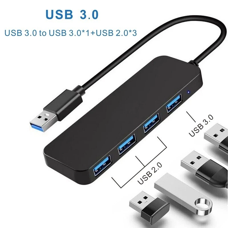 4 Port USB 3.0 Hub Splitter Multi Adapter 5Gbps High Speed For PC Desktop Laptop - Image 2 of 4