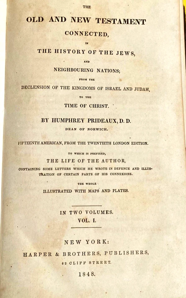 THE OLD AND NEW TESTAMENT CONNECTED IN THE HISTORY OF THE JEWS H. PRIDEAUX 1848 - Image 4 of 4