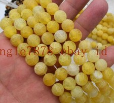 6/8/10/12mm Yellow Dream Fire Dragon Veins Agate Round Gemstone Loose Beads 15''