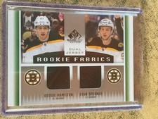 D Hamilton R. Spooner 2013-14 UD SP Game Used Rookie Fabrics Dual Bruins #RF2-HS