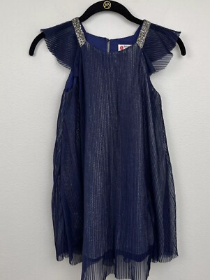 Button Blue Brand Girls Toddler Formal Blue Holiday Dress Size 8 NWT