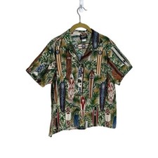 Shannon Marie Made in Hawaii Surfboard Print Button Down Medium