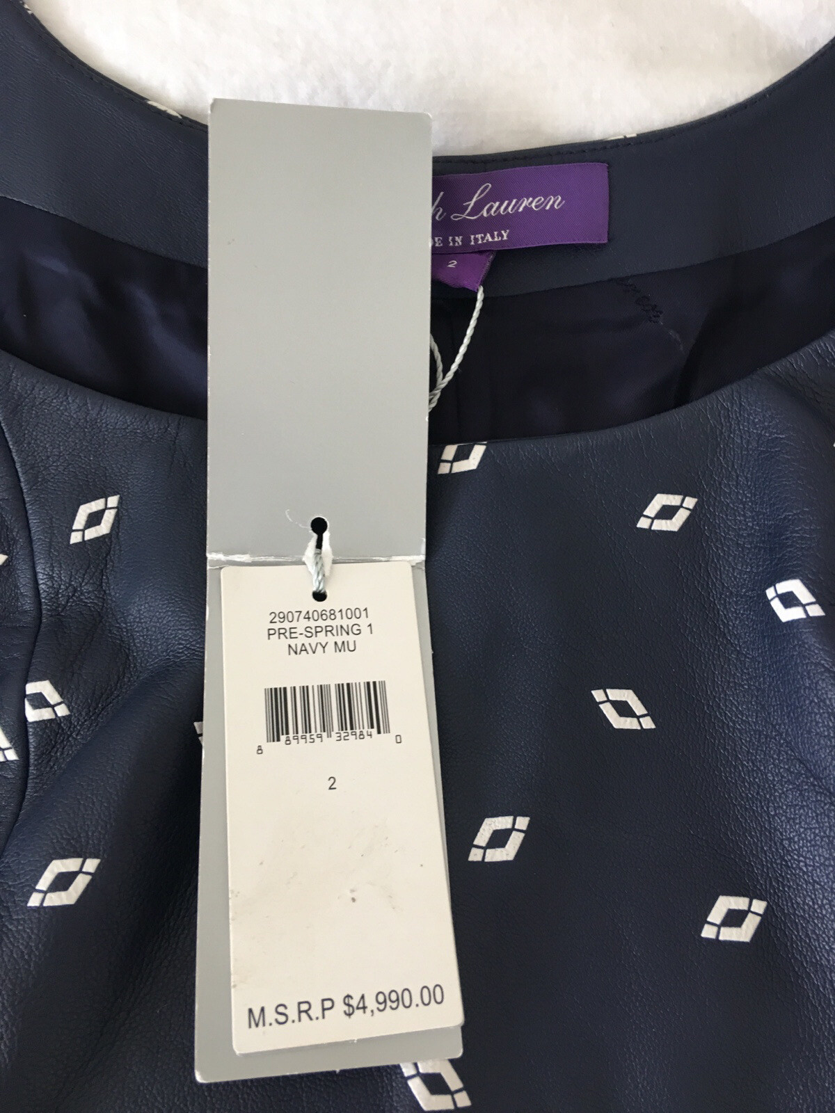NWT $4,990 RALPH LAUREN PURPLE LABEL NAVY MU LAMB LEATHER DRESS SIZE 2 image 7