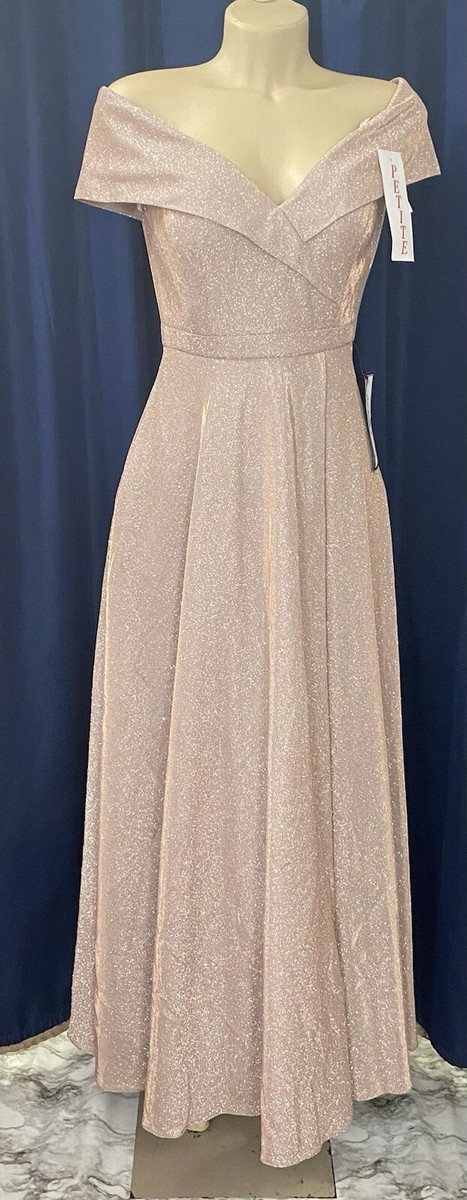 Xscape 3350XP BSV Womens Pink Champagne Off The Shoulder Dress Gown Petites  2P