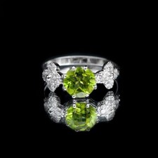 Wedding Women's Ring 2.25Ct Round Cut Lab-Created Peridot 14K White Gold Plated