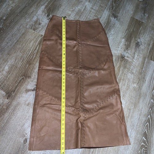 Vintage Polo Ralph Lauren Leather Skirt Women's 8 Camel 90s Western Braid RRL - Picture 11 of 24