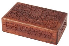 Wooden Jewellery Box for Women Jewel Organizer Hand Carved Wedding Gift Item 8''