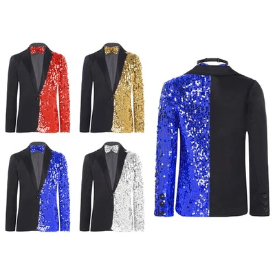 Junge Elegant Glitzer Blazer Hochzeit Festtag Alltag Kostüm Jazztanze Jacke  - Bild 1 von 4
