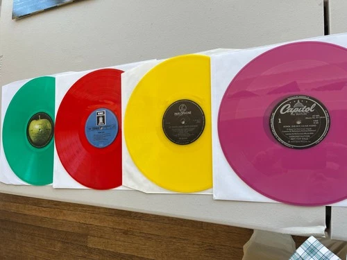 Four Beatles Color Vinyl Abbey Road Sgt. Pepper Rubber Soul German Apple Odeon