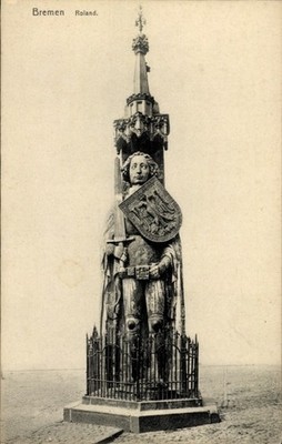 Postcard Hanseatic City of Bremen, Roland statue - 5046350