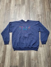 Bahamas Nassau Sweatshirt Mens Large Navy Crewneck Embroidered Hanes Souvenir