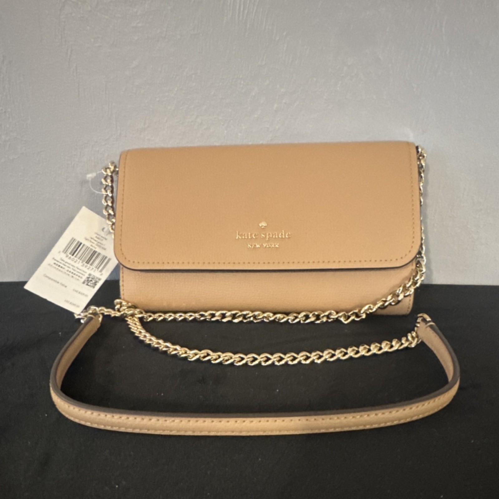 Kate Spade New York Light Fawn Chain Wallet with Chain Strap for Women