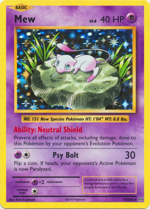 Damaged Mew - 53/108 - Holo Rare Pokemon Evolutions
