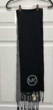 Michael Kors Gray Charcoal Wool Winter Scarf MK Logo Reversible Work Wear