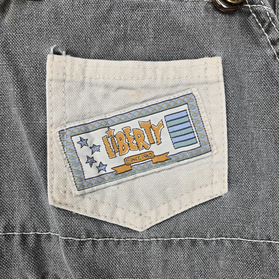 RARE Liberty Overalls Youth Sz 4T Gray Wash Patch Work Made In USA - Image 3 of 4