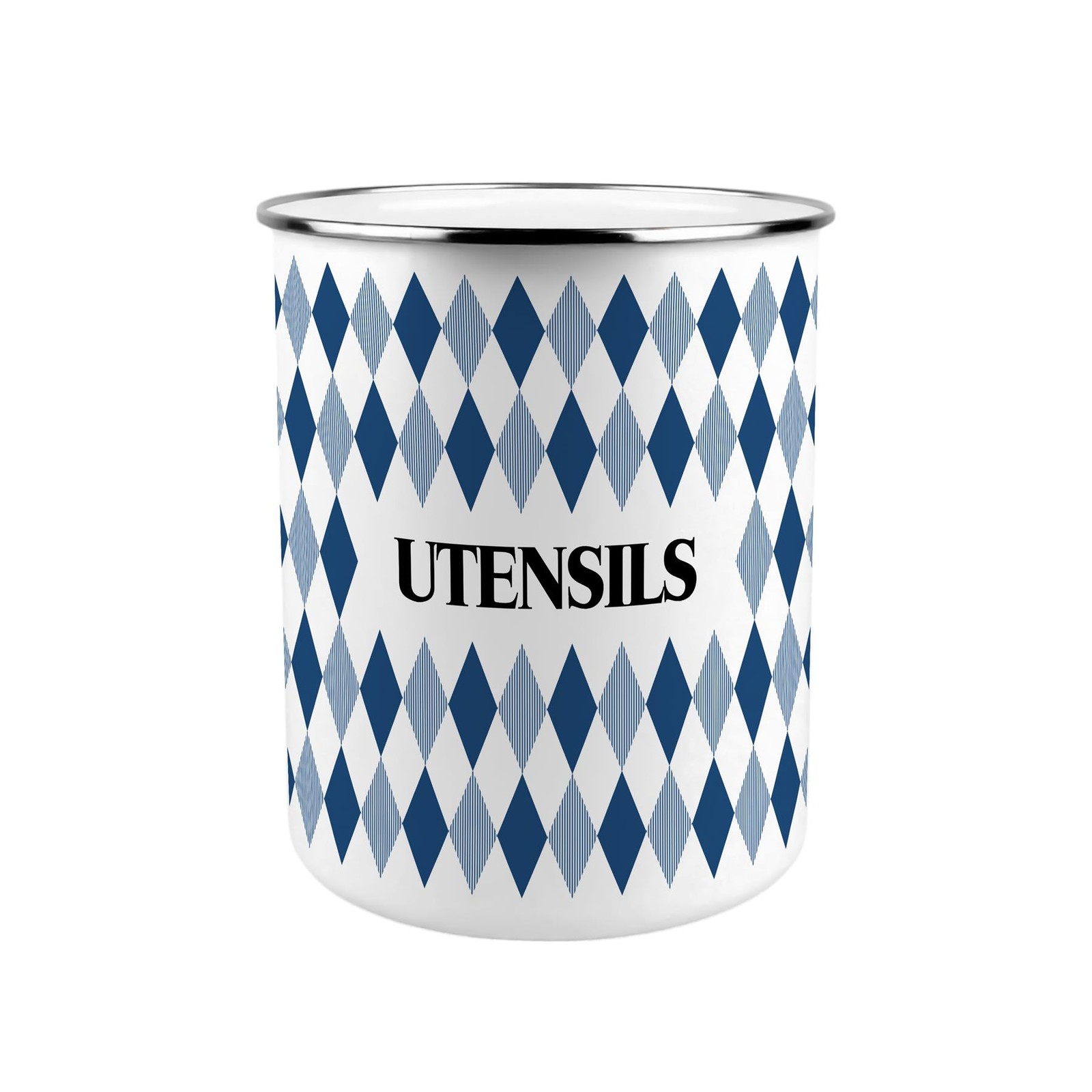 Purely Home Blue Navy Argyle Print Utensil Holder - Xl Storage Pot For Kitchen Counter - Image 2